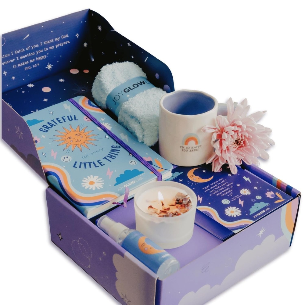 Self Care‎ Gift Basket for Women – Gratitude Journal, Pillow Mist, Socks 6pc